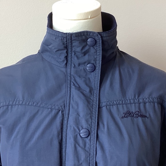L.L. Bean Petite Fleece Lined Windbreaker with Removable Hood - Blue - SP - Picture 4 of 11